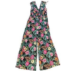 Lascana Tropical Floral Wide Leg Jumpsuit Size 46 (US 12) Sleeveless V-Neck‎